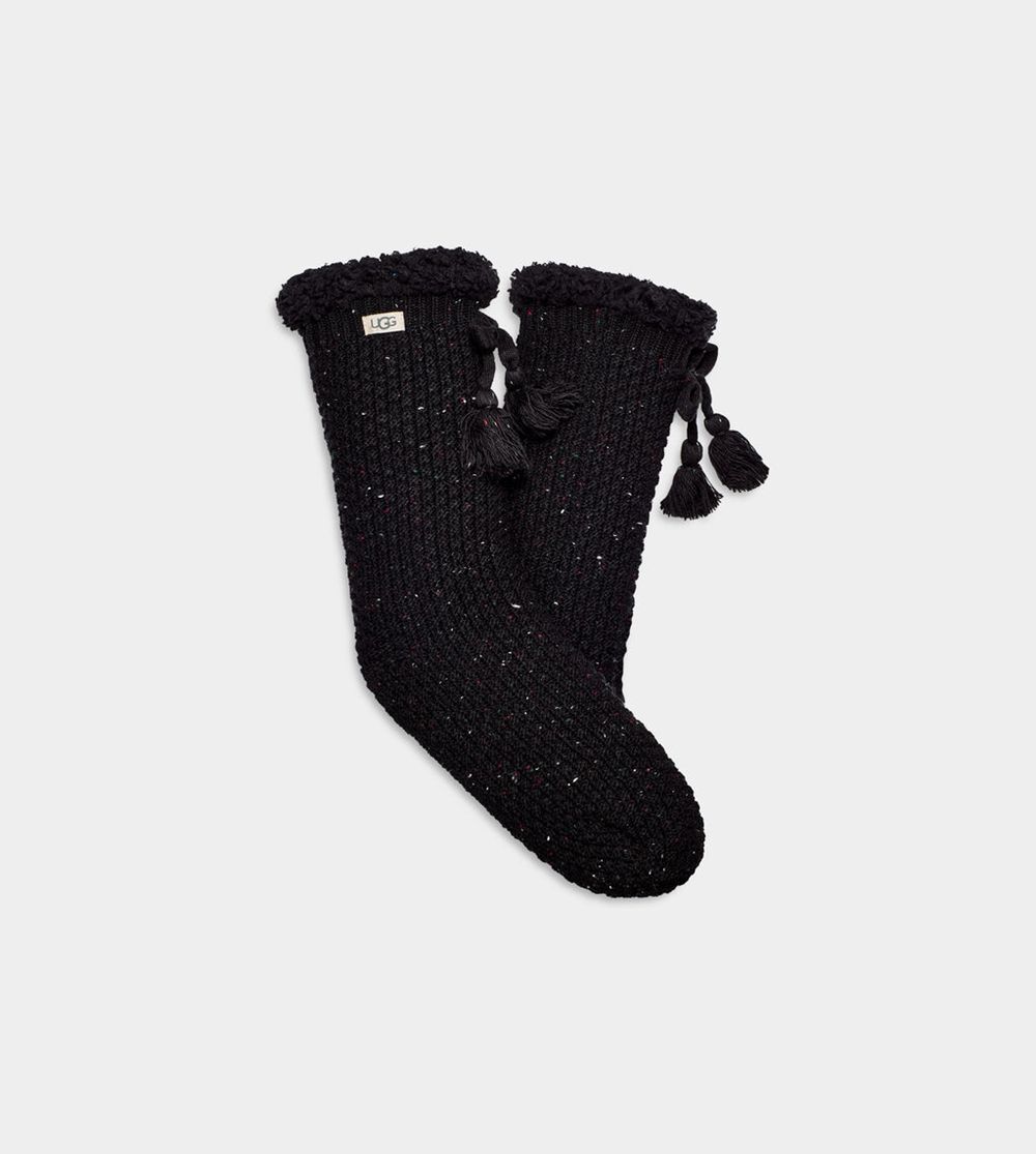 Ugg Sock Womens - Ugg Nessie Fleece Lined Black - 154MJKTZF